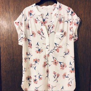 Pleione Short Sleeve Floral Blouse